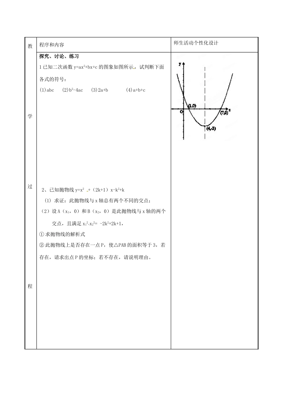 九年级数学下册《6.3 二次函数与一元二次方程》小结与思考教案 苏科版-苏科版初中九年级下册数学教案_第2页