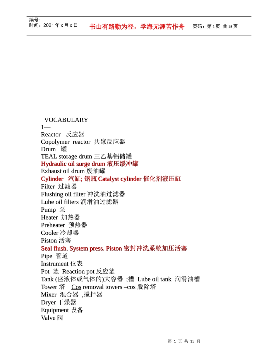 化工英语词汇汇总_第1页