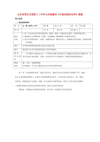 山东省枣庄市第四十二中学七年级数学上册《丰富的图形世界》教案 北师大版