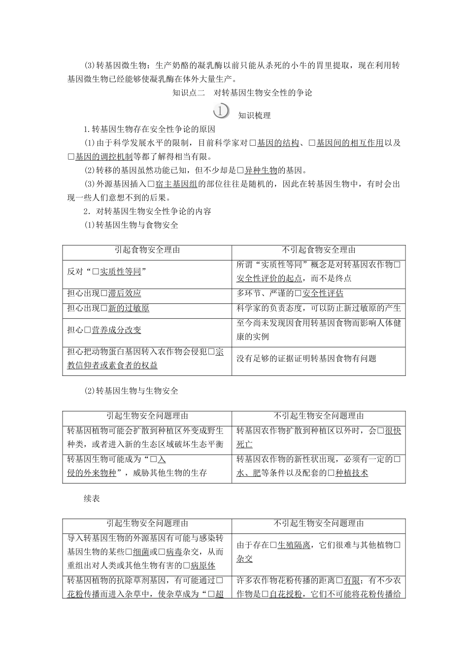 高中生物 专题4 生物技术的安全性和伦理问题 4.1 转基因生物的安全性教案 新人教版选修3-新人教版高二选修3生物教案_第2页