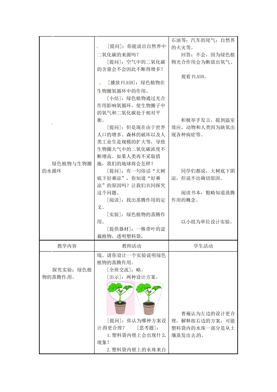 七年级生物上册 7.2 绿色植物与生物圈的物质循环教案 苏教版_第2页