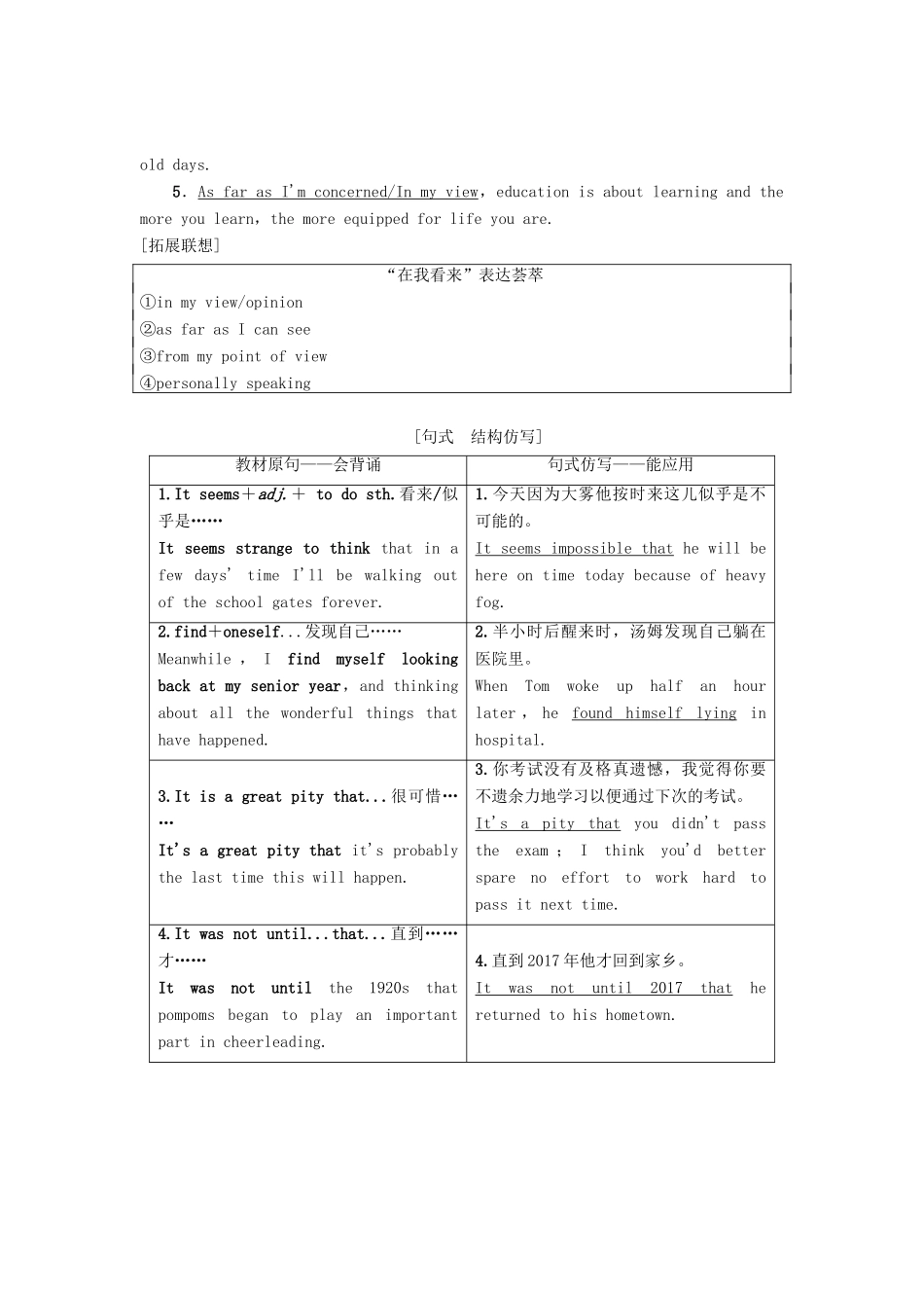 高三英语一轮复习 Module 2 Highlights of My Senior Year教师用书 外研版选修7-外研版高三选修7英语教案_第3页
