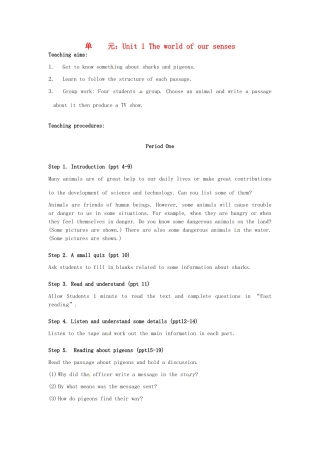 高中英语 Unit1 The world of our senses Project教案 新人教版必修3-新人教版高一必修3英语教案