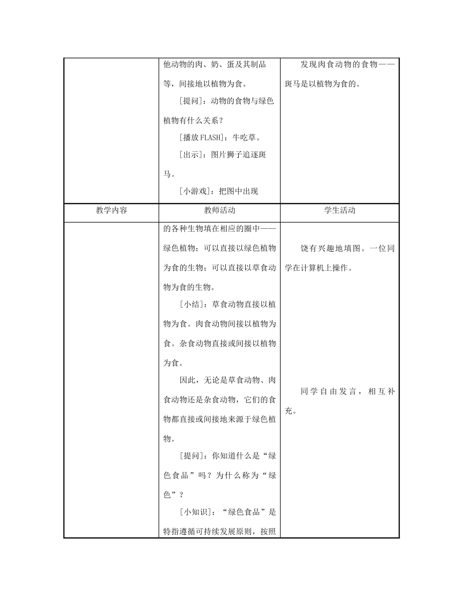 七年级生物上册 第三单元 生物圈中的绿色植物 第七章 绿色植物在生物圈中的作用 第一节 绿色植物是食物之源教案-人教版初中七年级上册生物教案_第3页