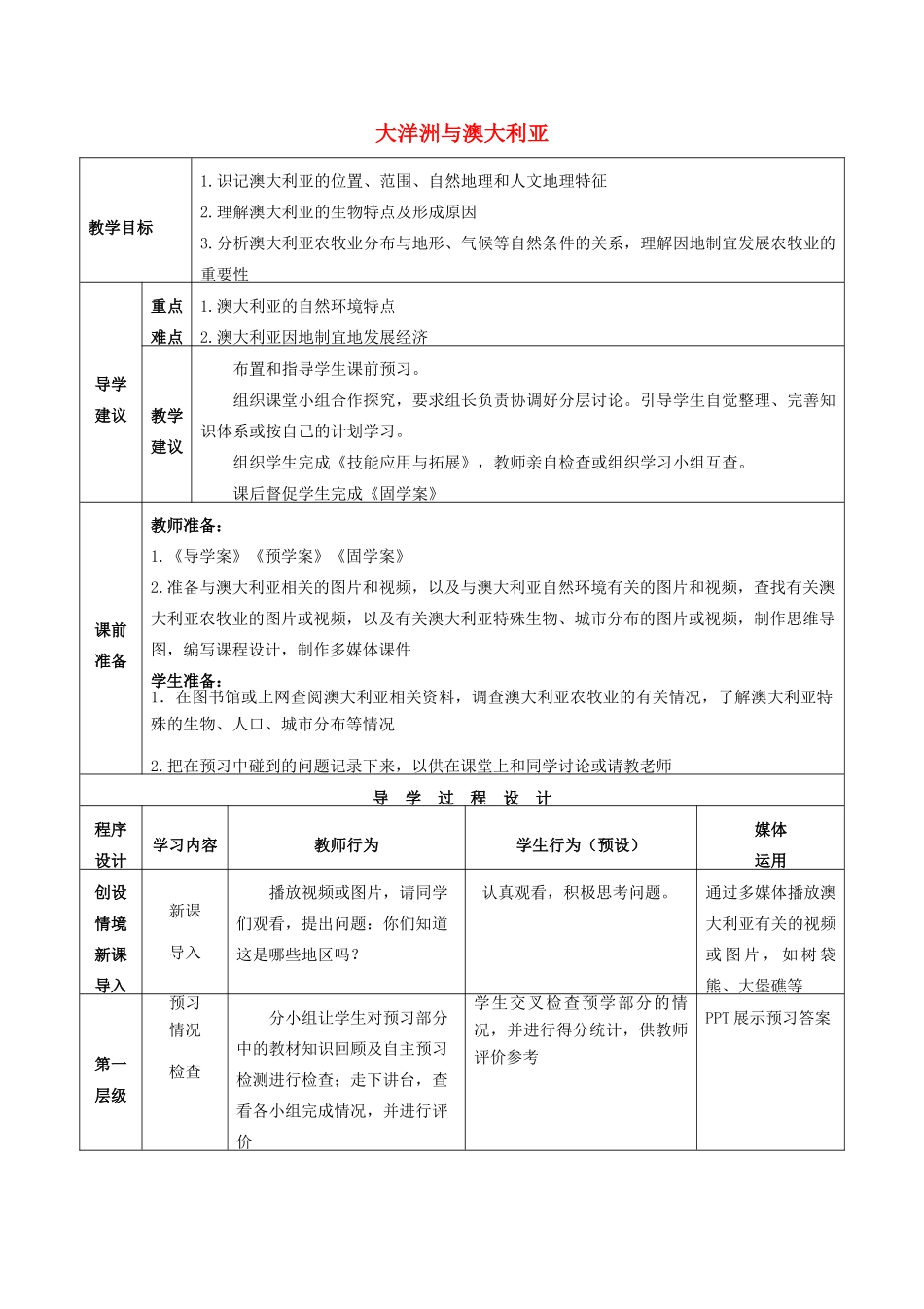 高考地理总复习 区域地理——世界地理《大洋洲与澳大利亚》教案-人教版高三全册地理教案_第1页