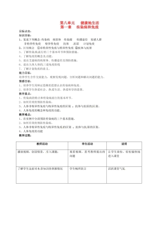 山东省茌平县博平镇中学八年级生物下册《传染病和免疫》教案（1） 新人教版