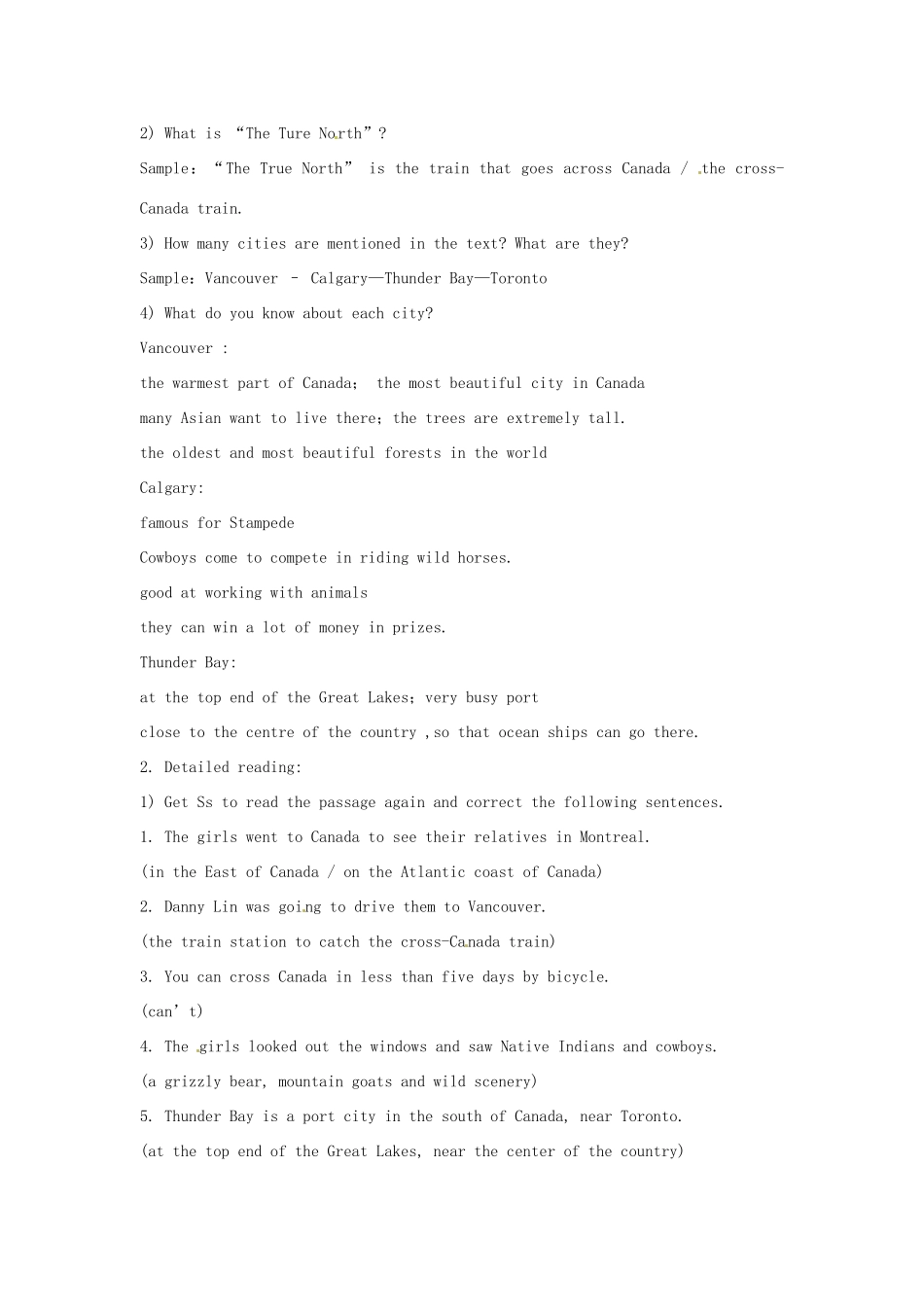 高中英语 Unit 5 Canada-The true North全单元教案 新人教版必修3_第2页