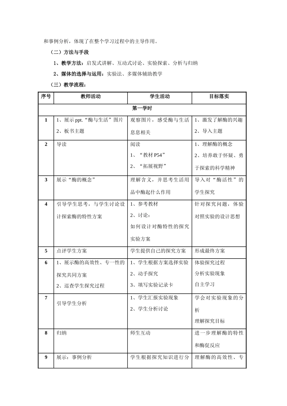 高中生物 《酶与酶促反应》说课稿 苏教版必修1_第3页