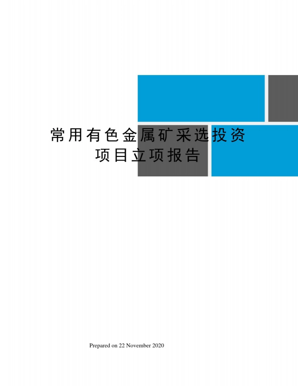常用有色金属矿采选投资项目立项报告_第1页