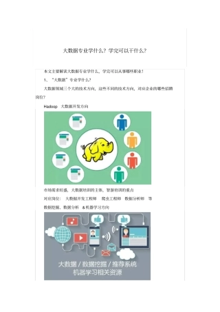 大数据专业学什么？学完可以干什么？