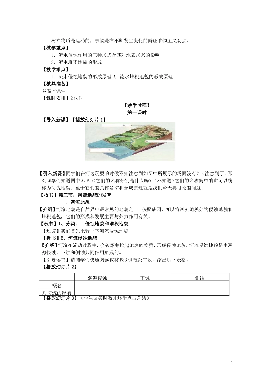 高中地理 《河流地貌的发育》教案10 新人教版必修1_第2页