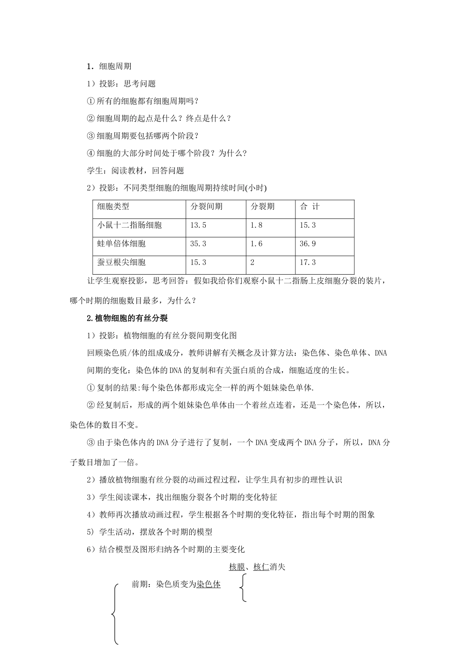 高中生物《细胞的增殖》教案22 新人教版必修1_第2页