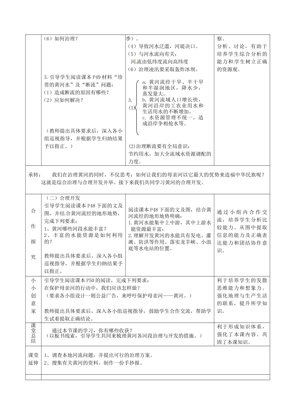 山东省枣庄八年级地理上册 第二章《黄河》教案2_第3页