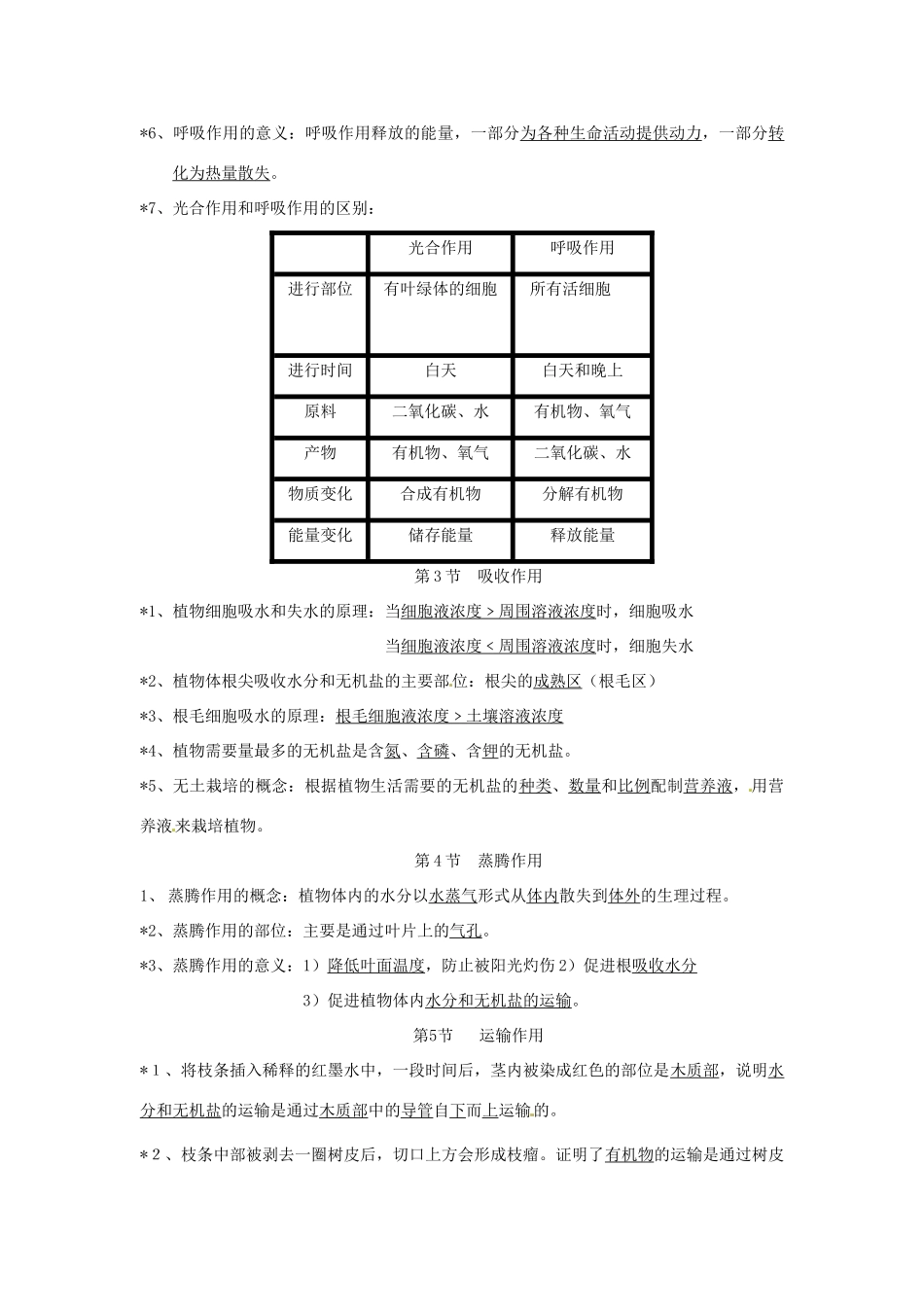 七年级生物上册 第5章绿色开花植物的生活方式复习教案 北师大版_第3页