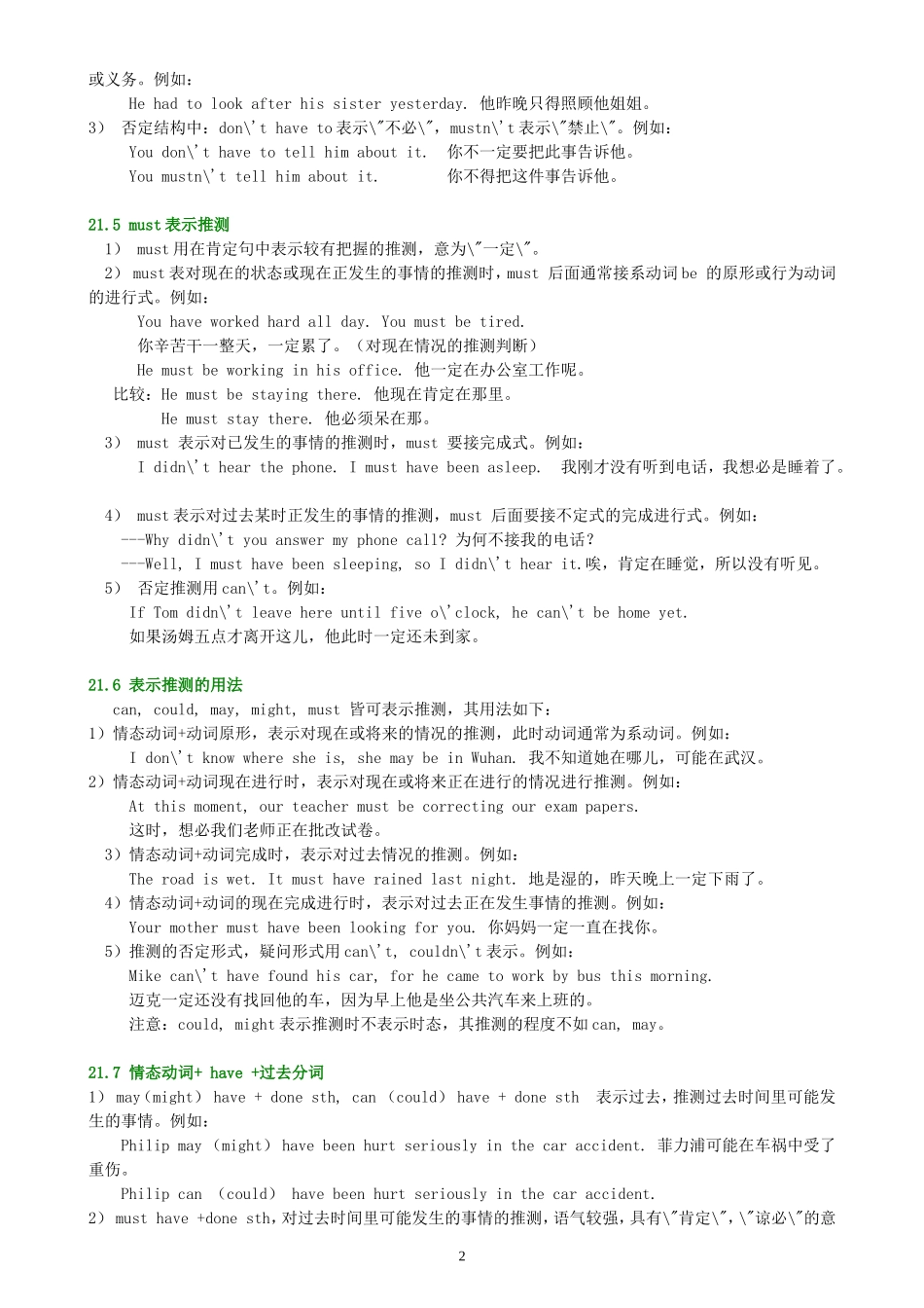 高三英语情态动词语法讲解教案_第2页