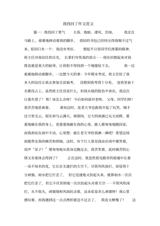 我找回了作文范文