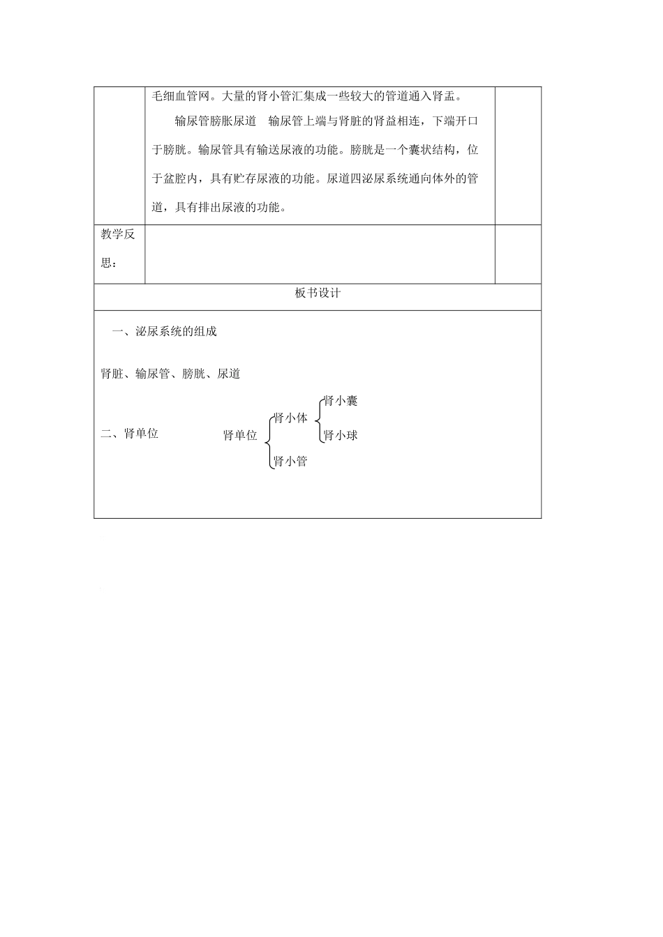 七年级生物下册尿的形成与排出教学设计北师大版_第3页