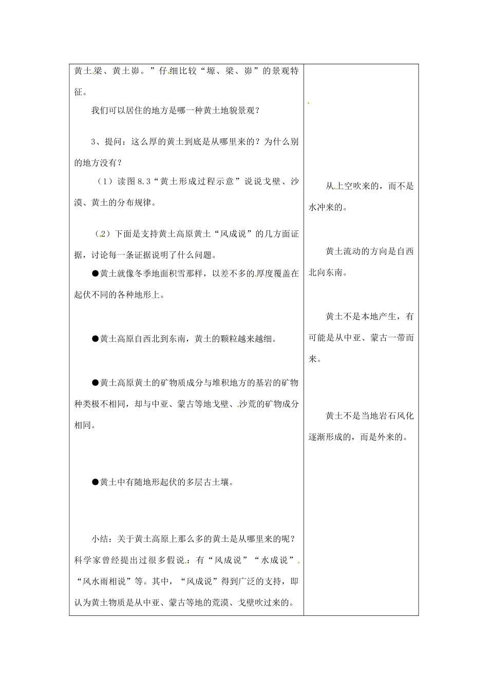 山东省郯城三中八年级地理《沟壑纵横的特殊地形区—黄土高原》教案一 人教新课标版_第2页