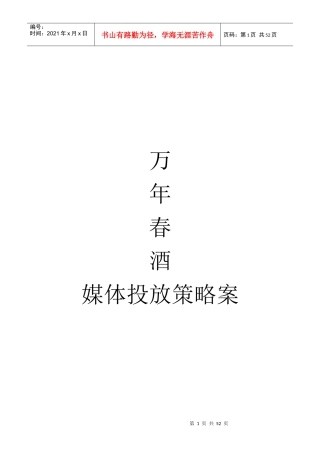 万年春酒媒体投放策略研讨