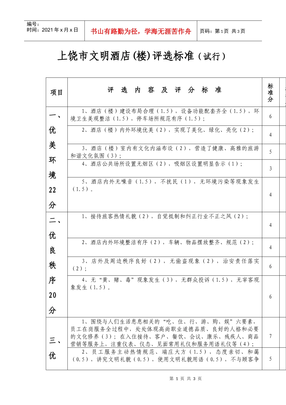 上饶市文明酒店楼评选标准试行_第1页