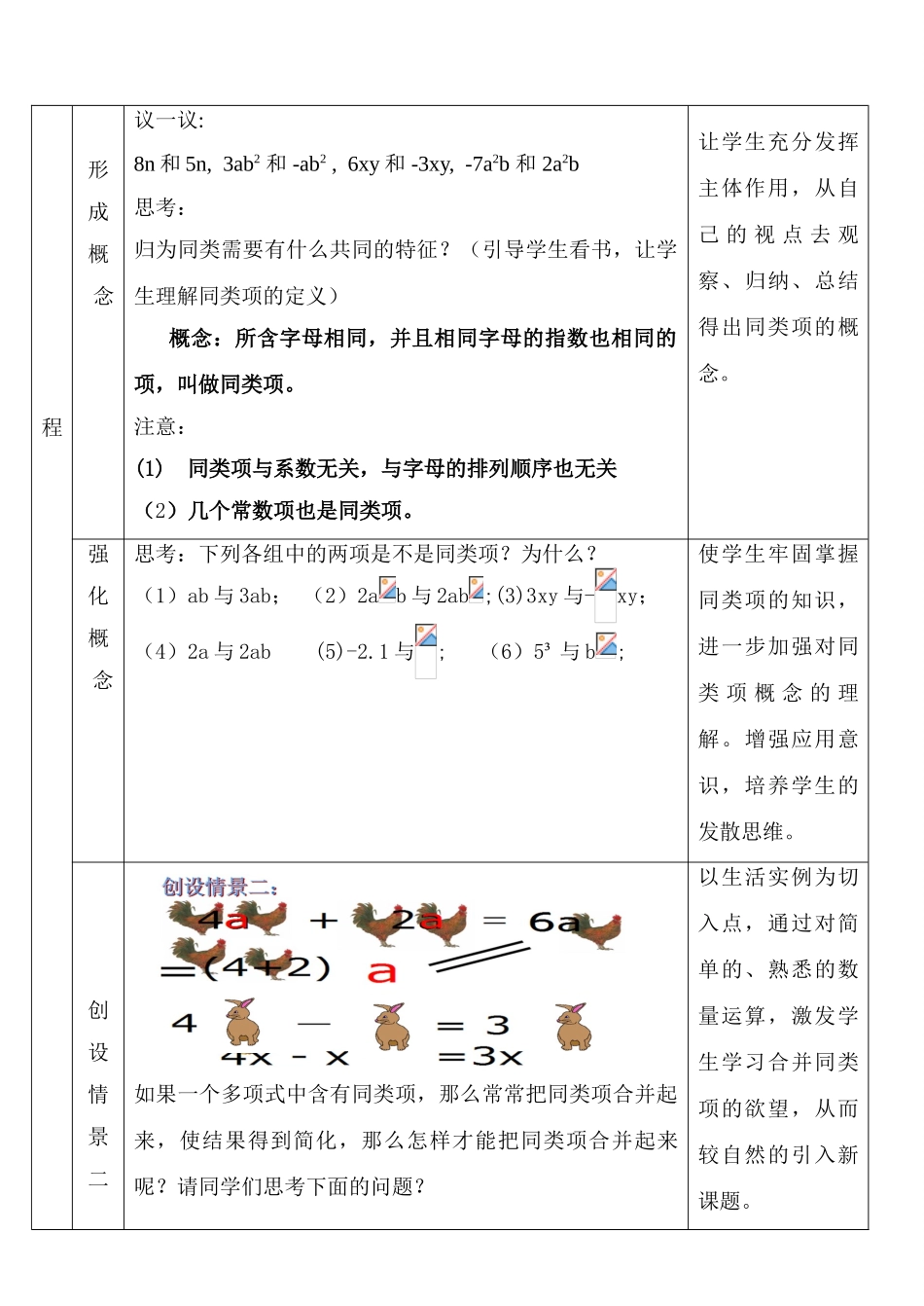 七年级数学《2.2整式的加减---合并同类项》教学设计人教版_第3页