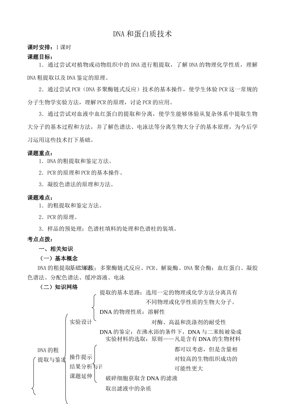 高中生物DNA和蛋白质技术人教版选修一_第1页