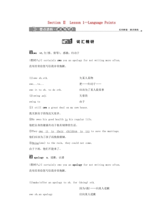 高中英语 Unit 12 Culture Shock Section Ⅱ Lesson 1—Language Points教案 北师大版必修4-北师大版高一必修4英语教案