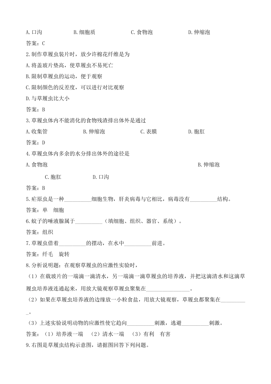 鲁教版七年级生物上册只有一个细胞的生物_第3页