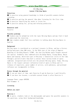 北师版英语必修2U5 Rhythm--Lesson 2 Beijing Opera