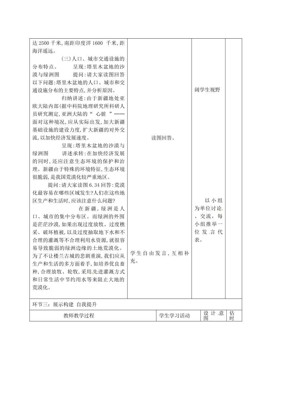 山东省临沭县第三初级中学八年级地理下册《6.4 西部开发的重要阵地─新疆维吾尔自治区》教案（1） 新人教版_第3页