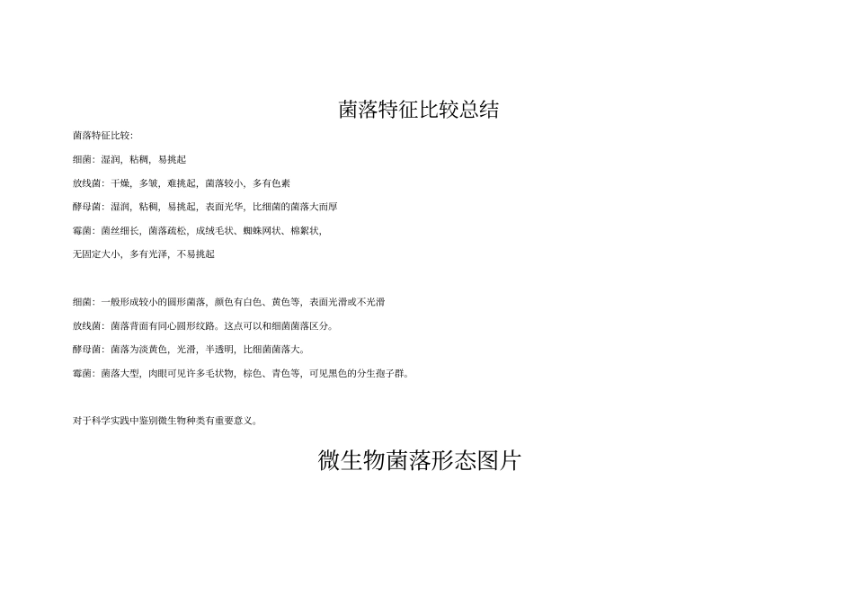 微生物菌落特征形态总结大全_第1页