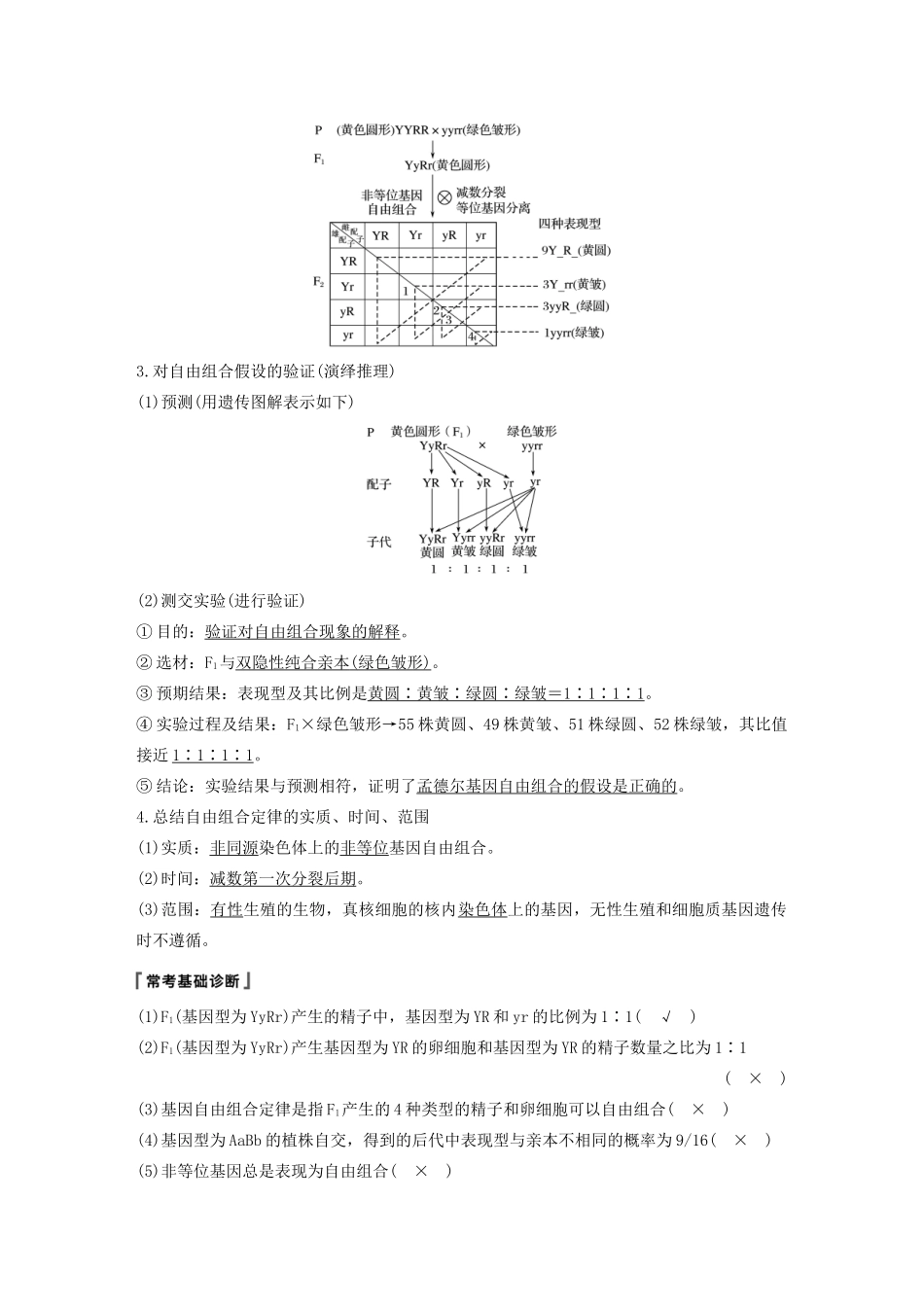 （浙江选考）高考生物新导学大一轮复习 第14讲 自由组合定律讲义-人教版高三全册生物教案_第2页