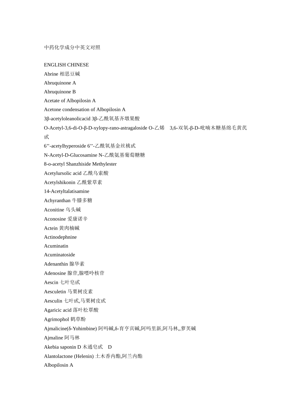 中药化学成分中英文对照_第1页