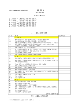 XXXX版《旅游饭店星级的划分与评定》(4-2)[附录A--必备项目检查表]