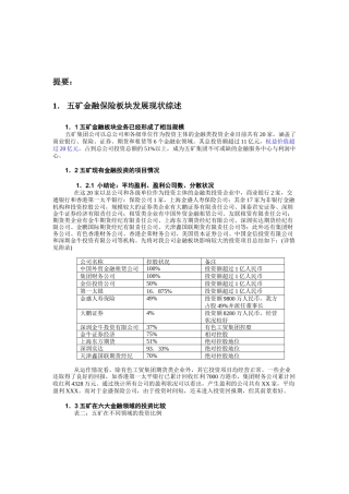 五矿金融保险板块发展研究分析