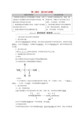 高中生物 第1章 细胞的分子组成 第2节 第2课时 蛋白质与核酸教案 浙科版必修第一册-浙科版高中第一册生物教案