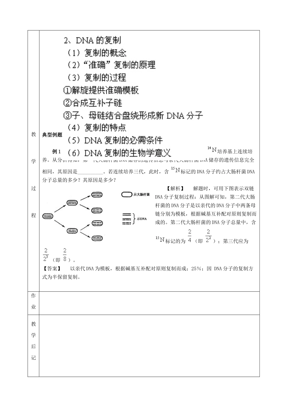 高中生物DNA的复制教案1新课标 人教版 必修2_第2页