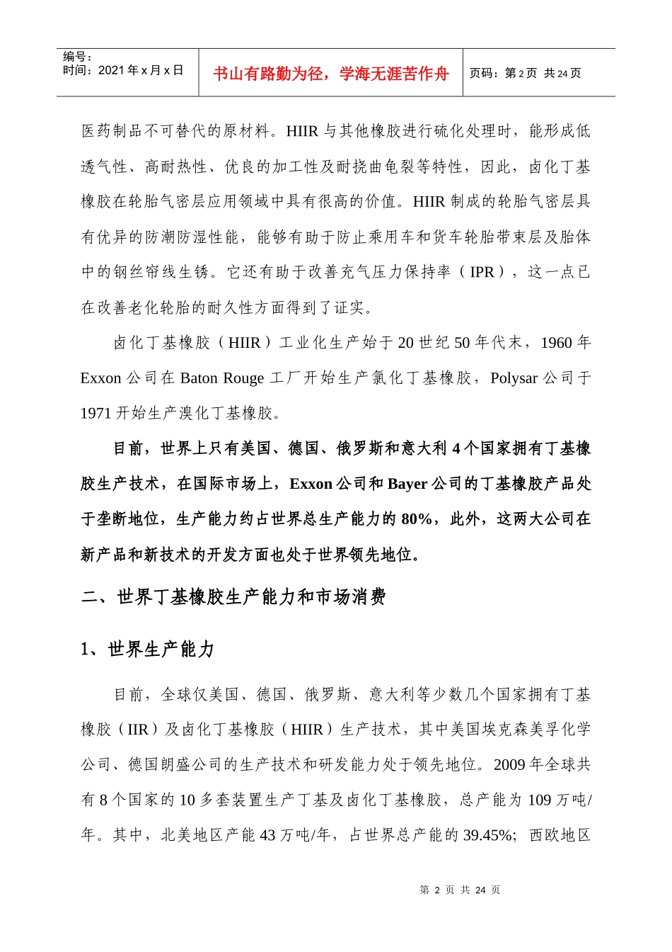 丁基橡胶项目报告XXXX0303_第3页