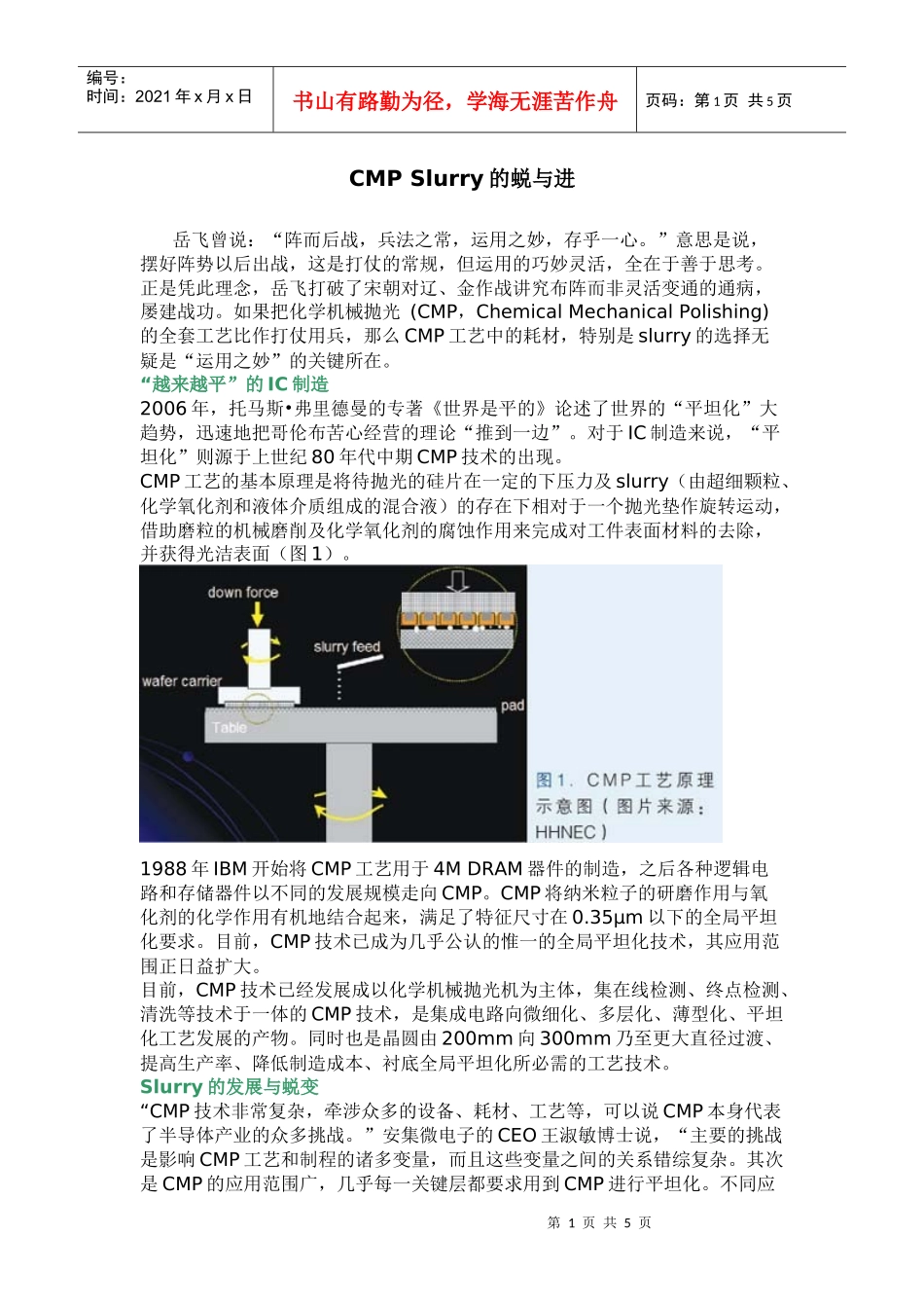 CMP化学机械抛光 Slurry的蜕与进_第1页