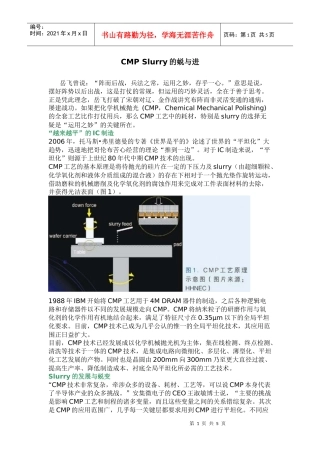 CMP化学机械抛光 Slurry的蜕与进