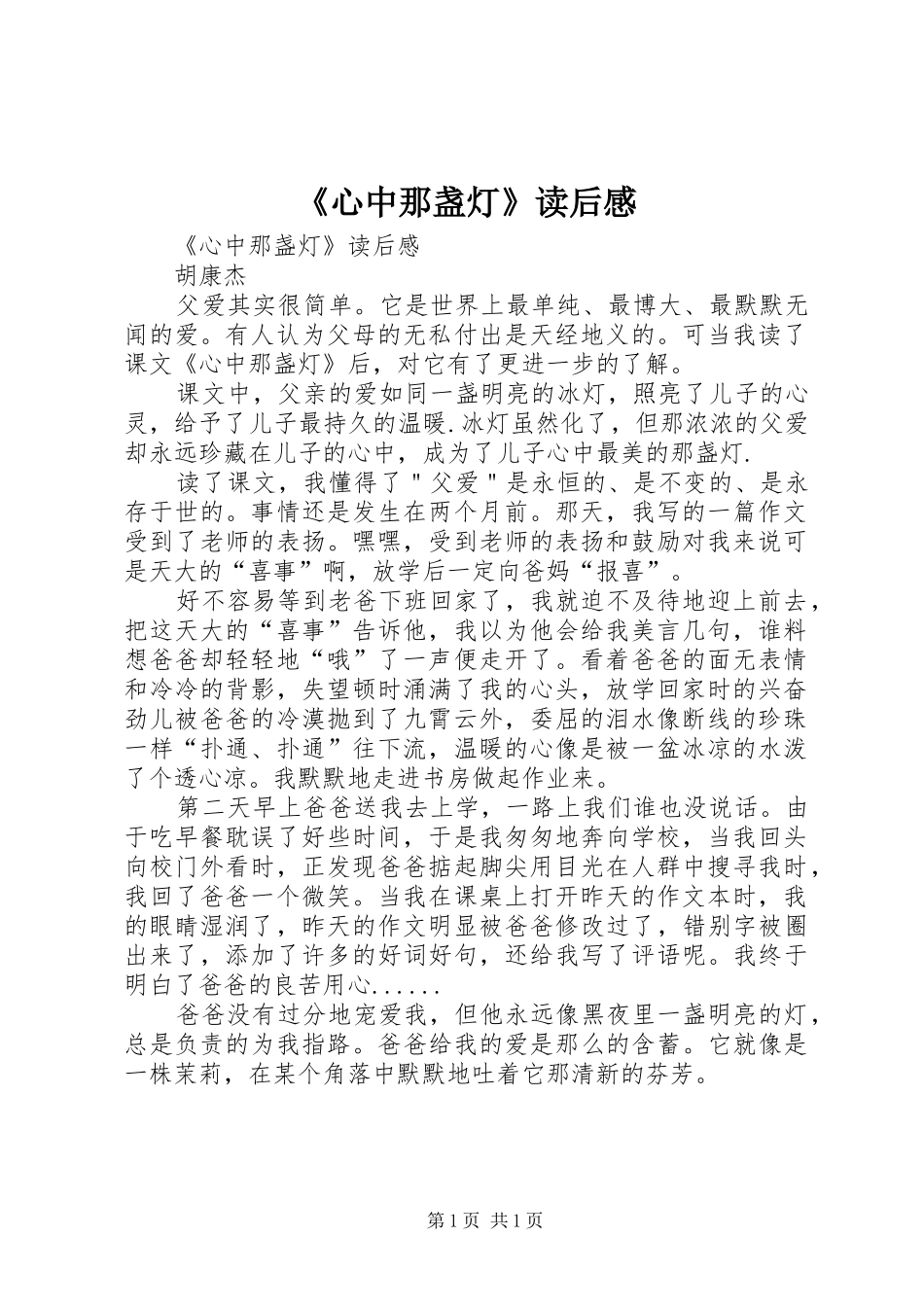 《心中那盏灯》读后感 _第1页