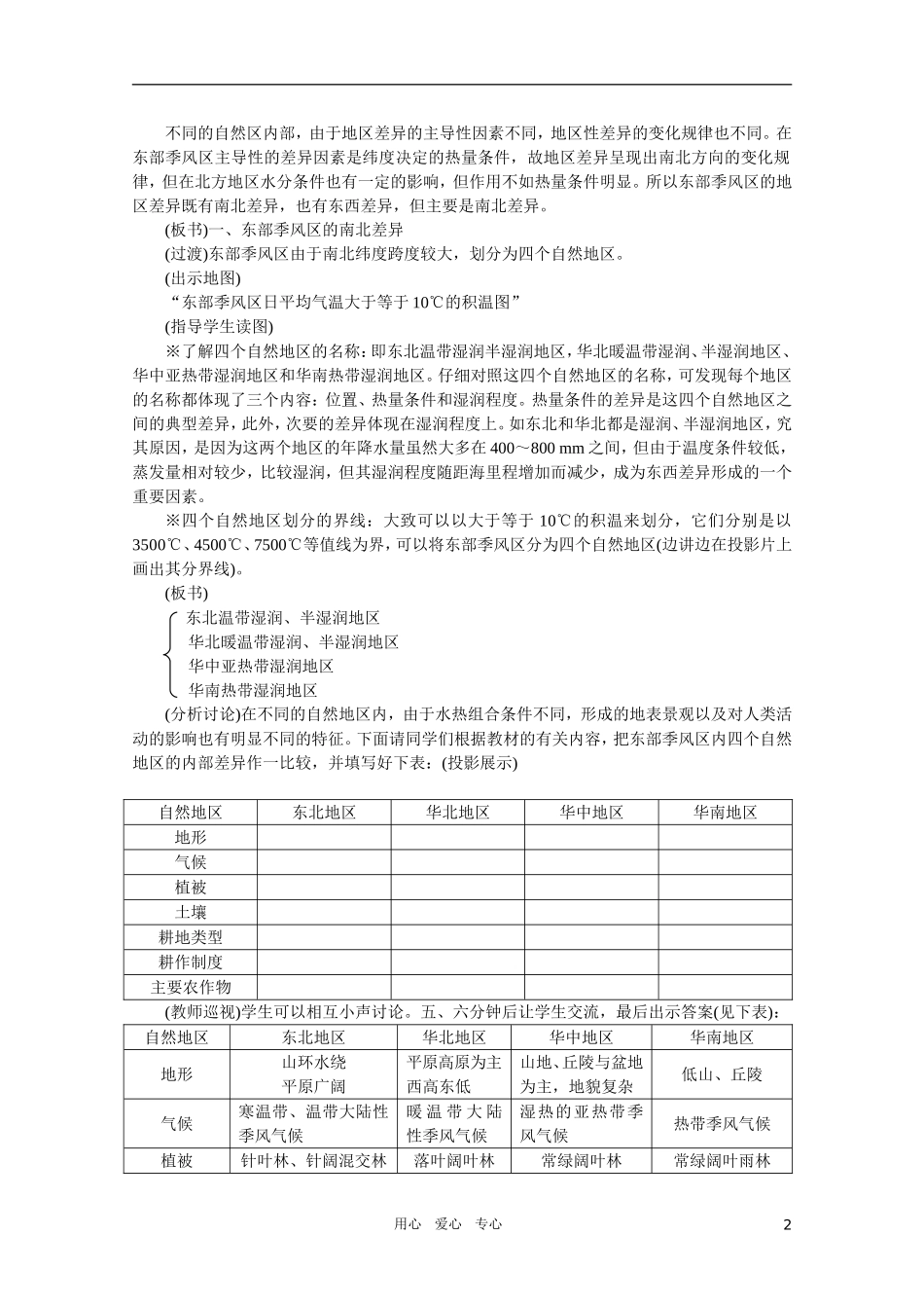 【鼎尖教案】高中地理 第一单元 中国的区域差异 1.2三大自然区的内部差异 人教大纲版选修2_第2页