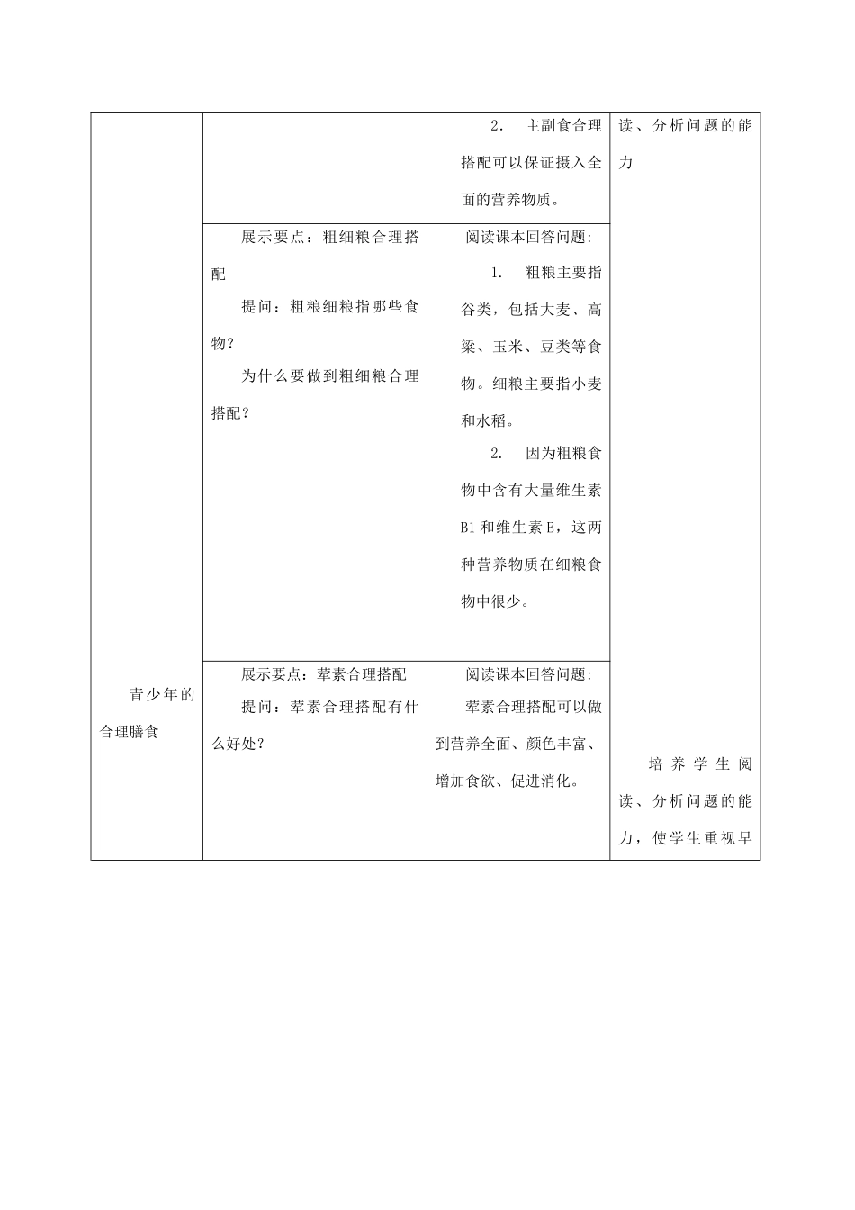 七年级生物上册 3.5.3《合理的膳食》教案2 （新版）苏科版-（新版）苏科版初中七年级上册生物教案_第3页