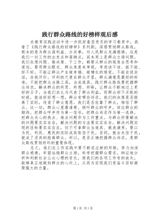 践行群众路线的好榜样观后感 