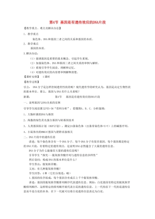 高中生物 《基因是有遗传效应的DNA片段》教案16 新人教版必修2