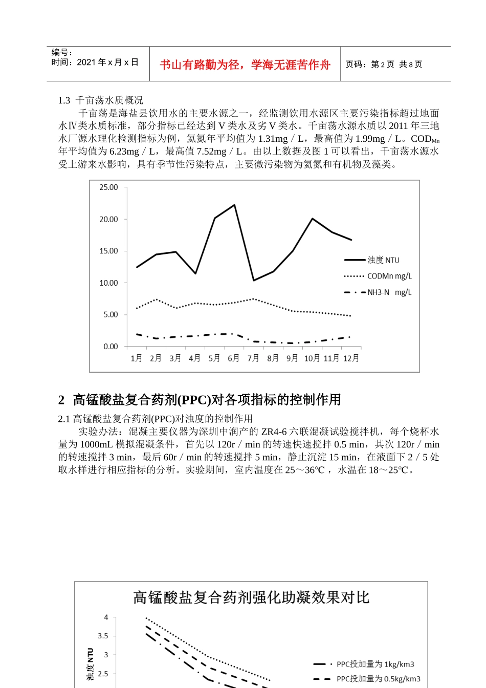 三地_水质科_高锰酸盐复合药剂处理千亩荡水源水的研究_第2页
