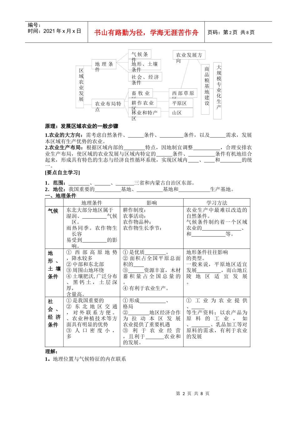 《区域农业发展---以我国东北地区为例》学案4_第2页