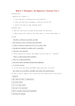 高一英语 module5教案 外研版必修2