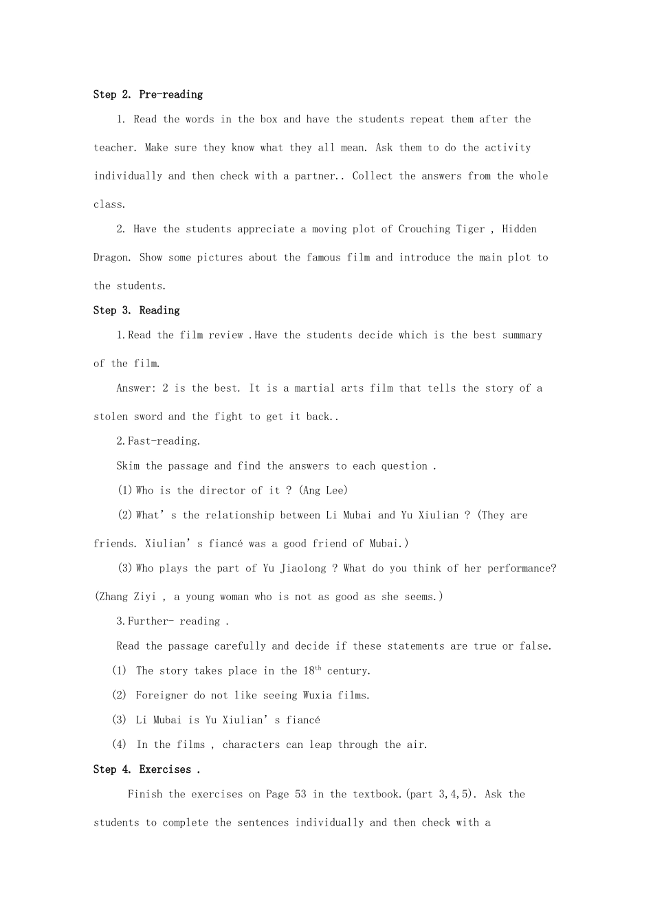 高中英语 Module 6《Films and TV Programmes》教案3 外研版必修2_第2页