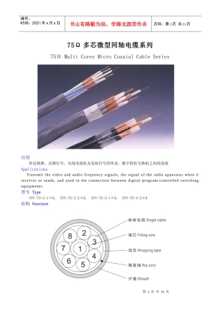 75Ω多芯微型同轴电缆系列